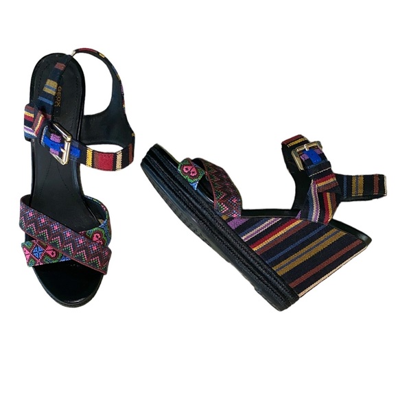Geox Respira Janira Multicolor Crisscross Wedge Platform Sandals - 9 - Picture 4 of 16
